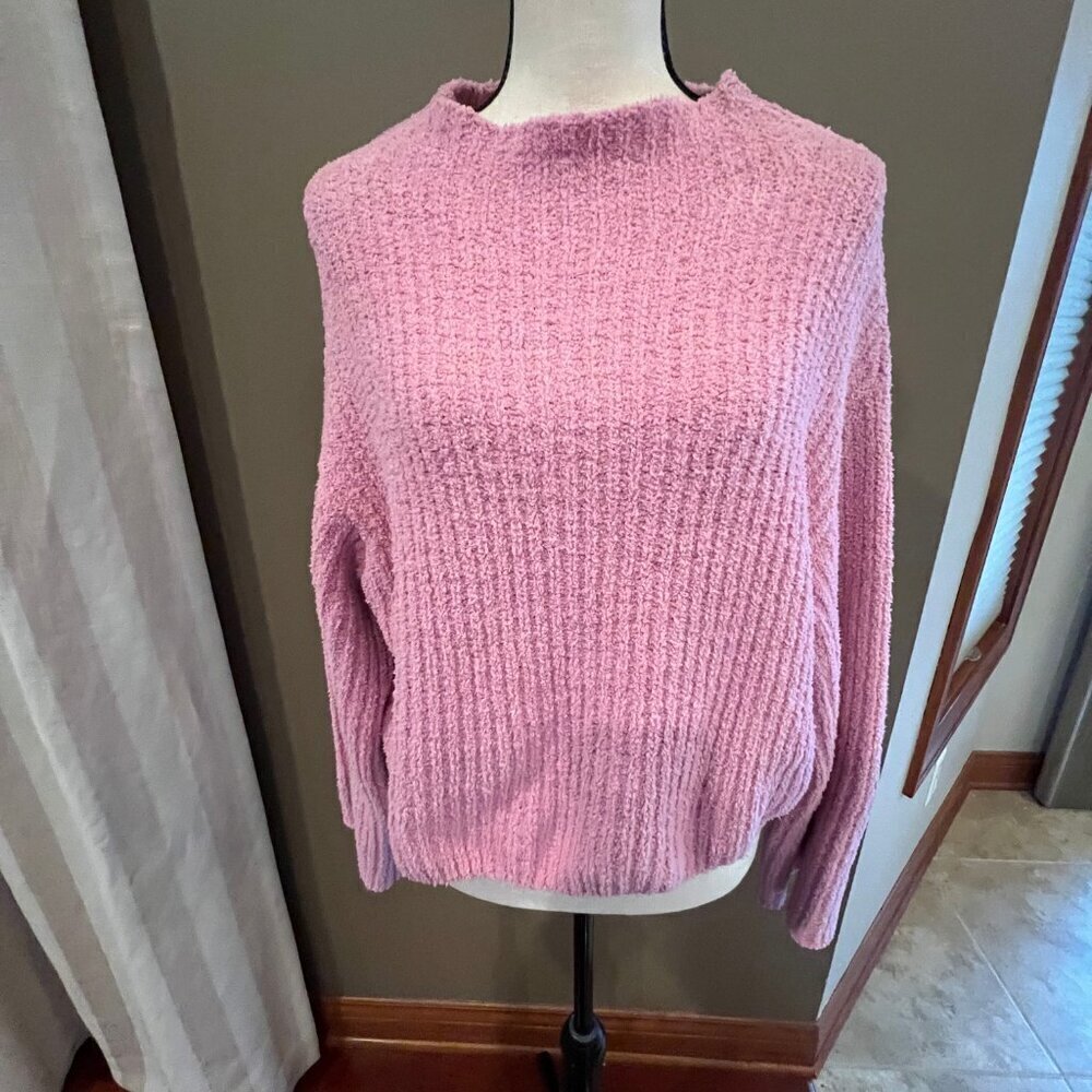 NWT Lush Pink Ribbed Mock Neck Sweater, Super Soft, Size XL